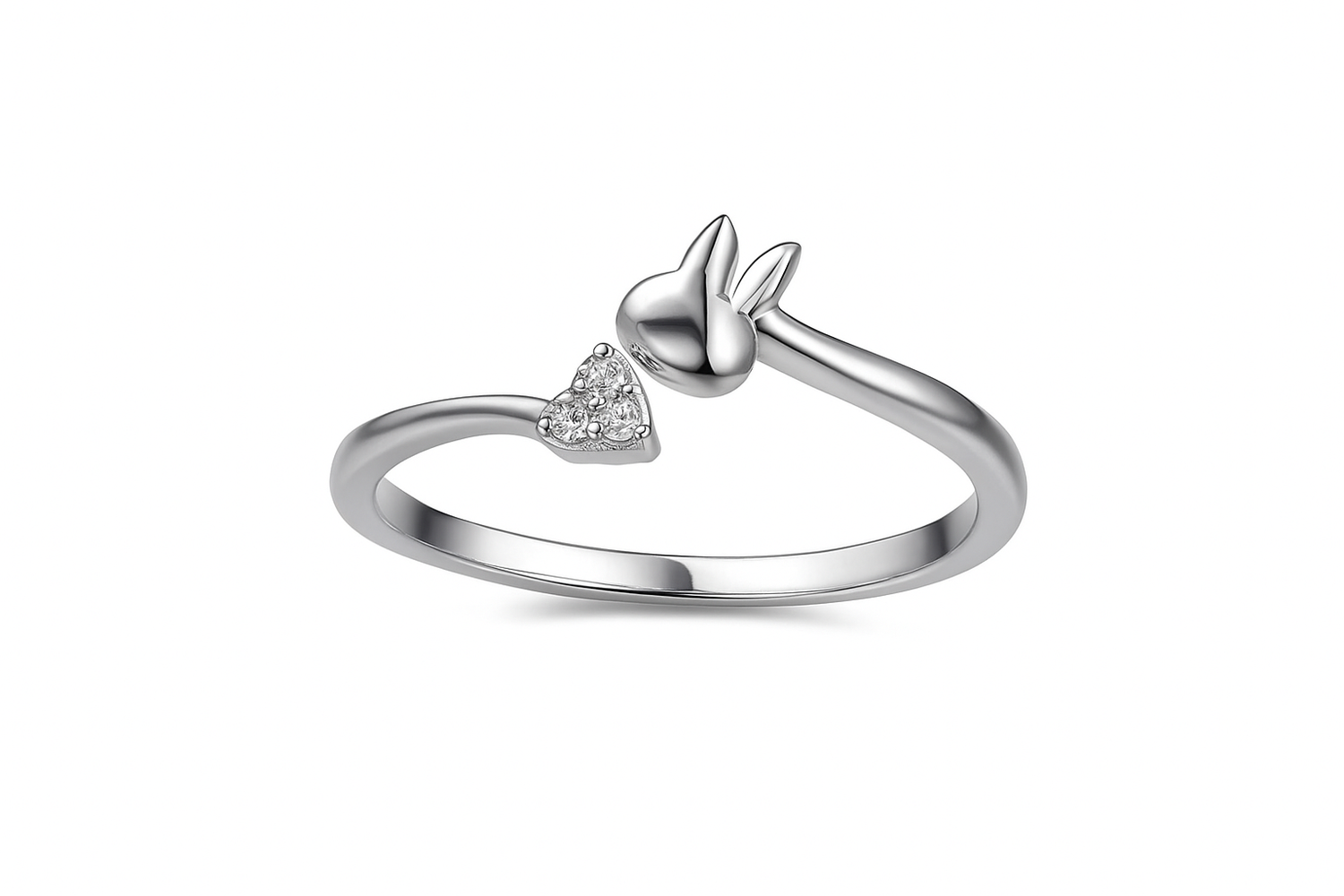 Argent Leaf-Butterfly Motion Square Ring