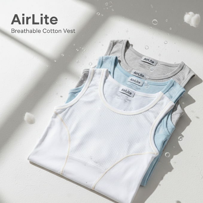 AirLite Breathable Cotton Vest(Set of 3)
