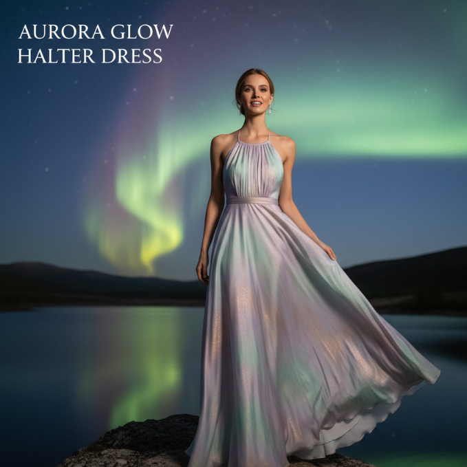 Aurora Glow Halter Dress