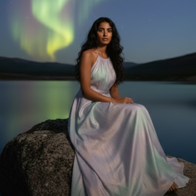 Aurora Glow Halter Dress