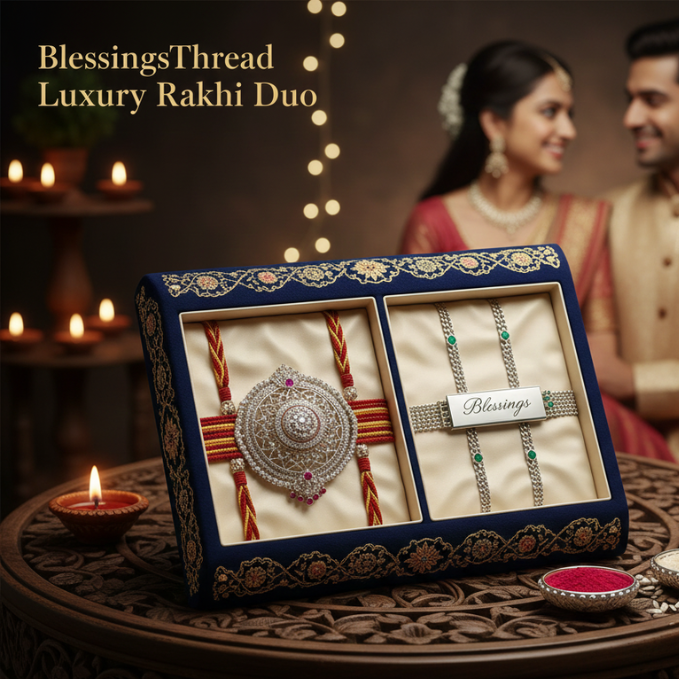 BlessingsThread Luxury Rakhi Duo