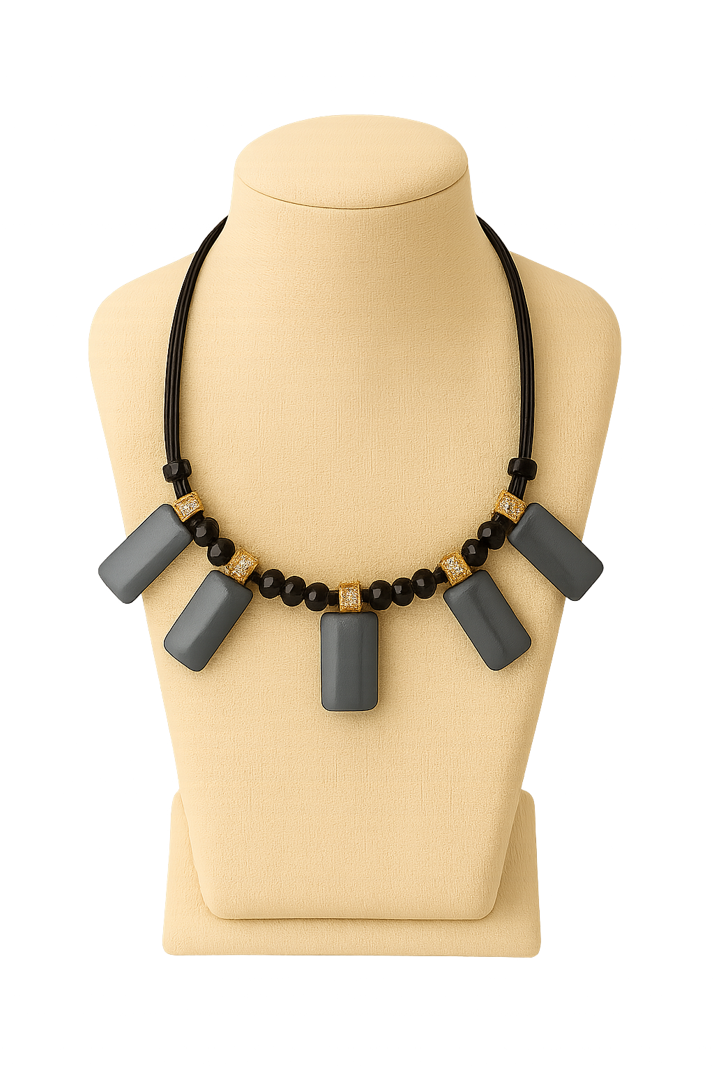 Xroophy Black Beads & Pearl Drop Necklace for Women