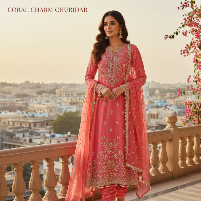Coral Charm Churidar