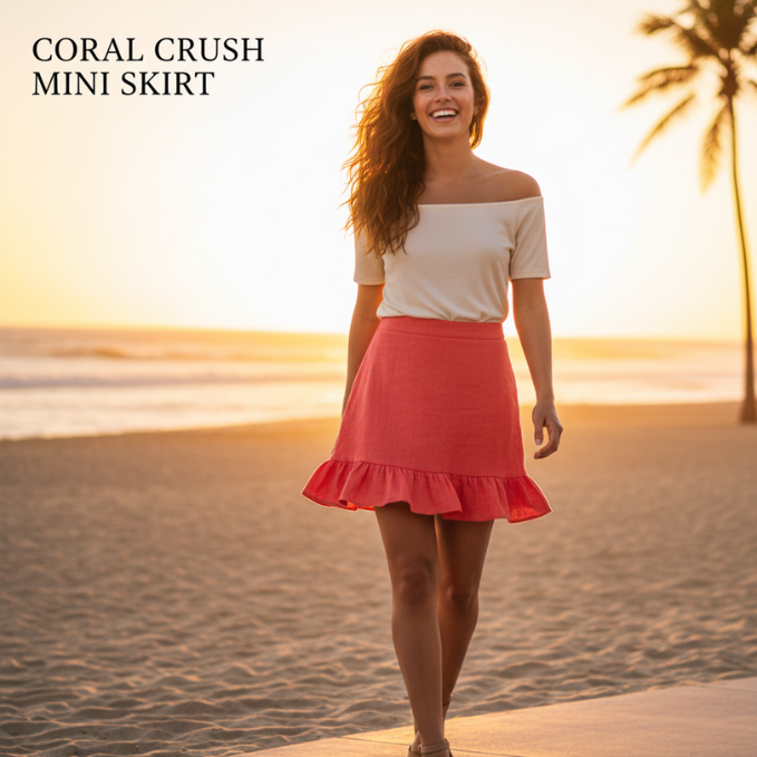 Coral Crush Mini Skirt