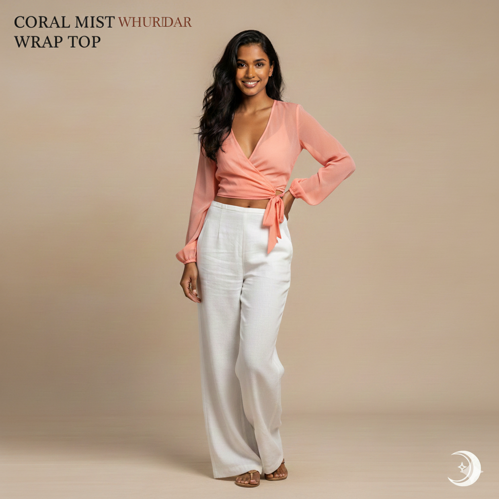 Coral Mist Wrap Top