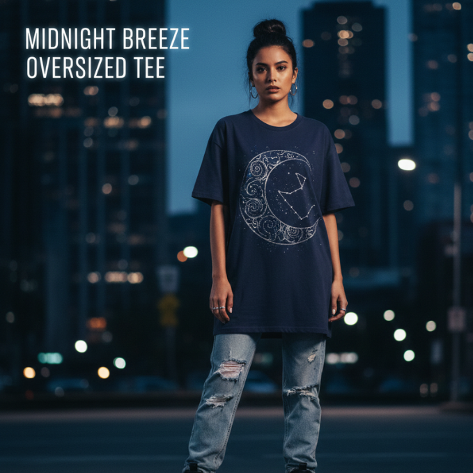 Midnight Breeze Oversized Tee