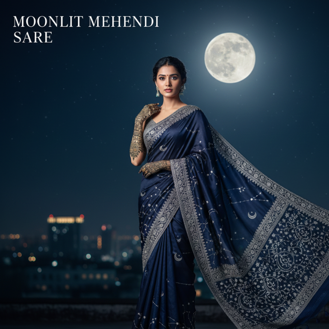 Moonlit Mehendi Saree