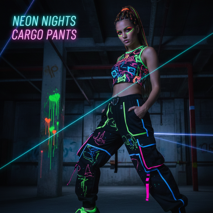 Neon Nights Cargo Pants