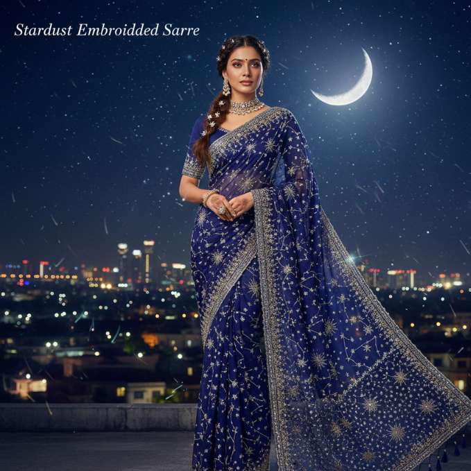 Stardust Embroidered Saree