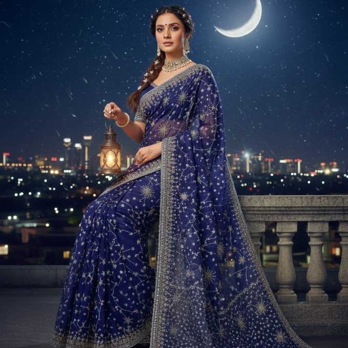 Stardust Embroidered Saree