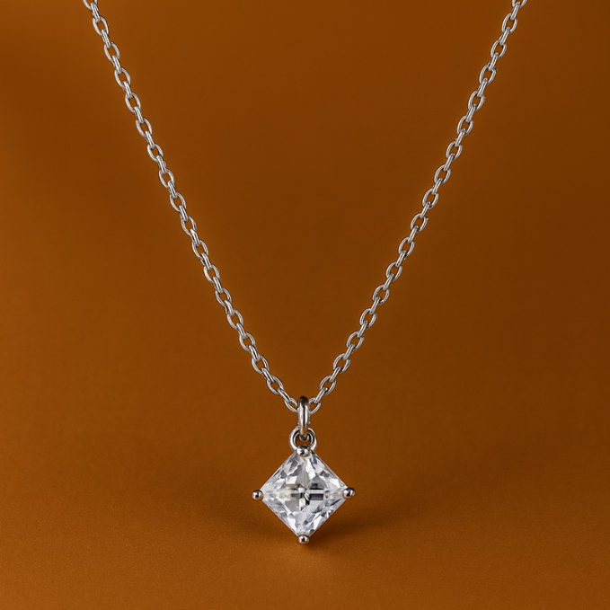 Crystal Square Pendant Necklace