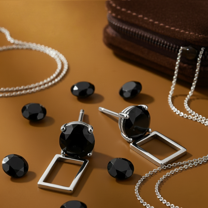 Obsidian Edge Recta Earrings