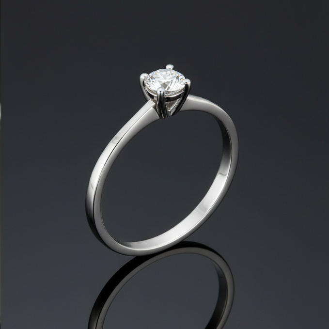 Golden Petite Heart Crest Diamond Ring