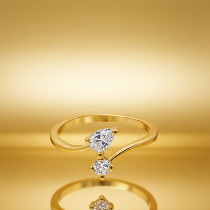 Argent Twin-Heart Layered Romance Ring