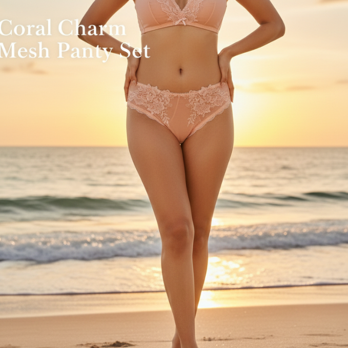 Coral Charm Mesh Panty Set(Set of 3)