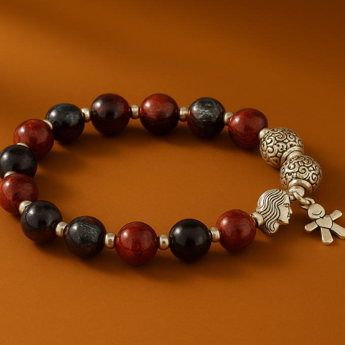 Royal Luxe Crimson-Navy Bead Bracelet – Bold Statement