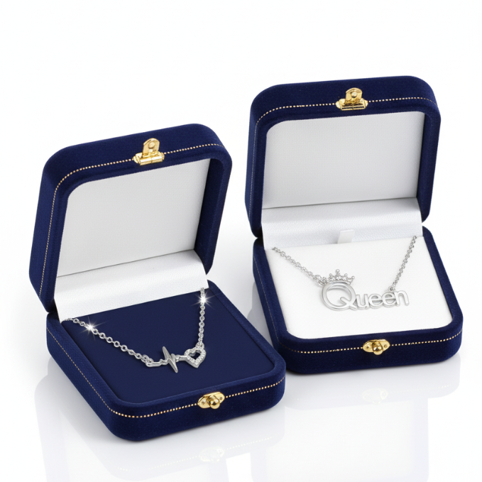 Heartbeat Crown Pendant Necklace Combo