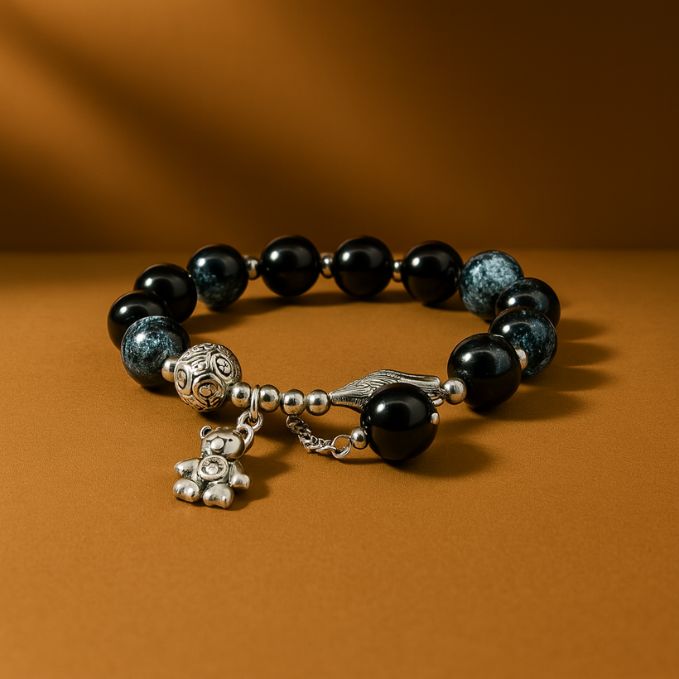 Royal Luxe Black Bead Bracelet – Regal Minimalist Style