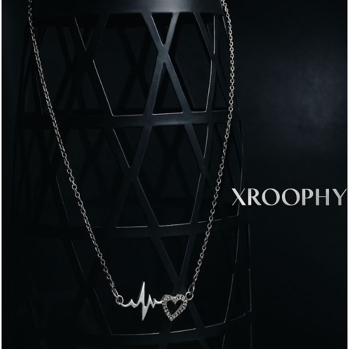 Heartbeat Crown Pendant Necklace Combo