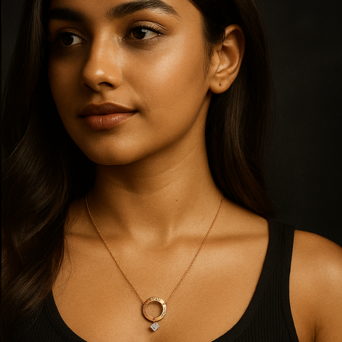 Twin Halo Heart Medallion Necklace