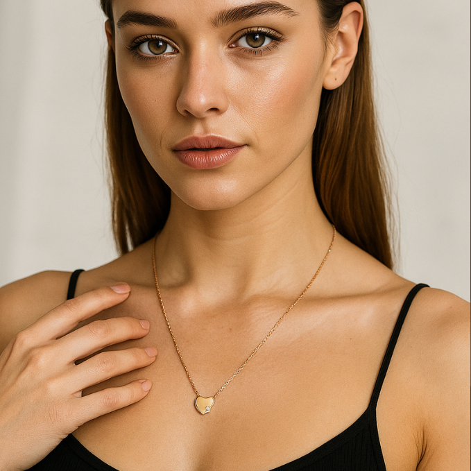 Twin Halo Heart Medallion Necklace