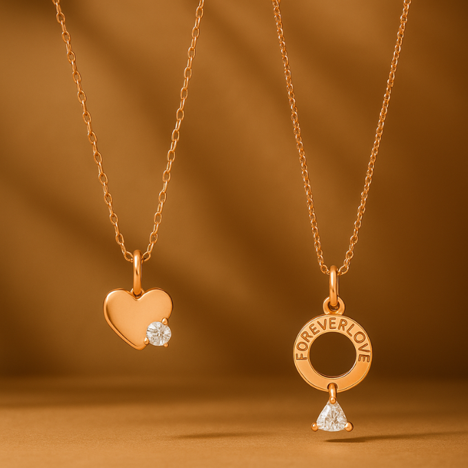 Twin Halo Heart Medallion Necklace