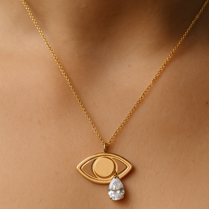 Evil Eye Star Teardrop Necklace Combo