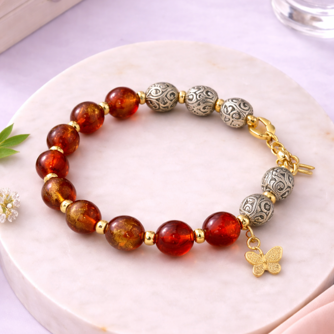 Royal Luxe Violet-Gold Bead Bracelet – Royal Glow