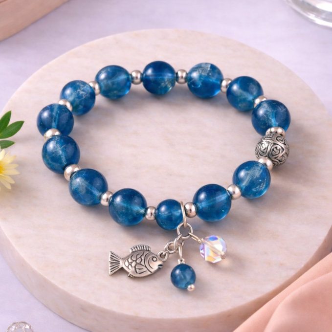 Royal Luxe Navy-White Bead Bracelet – Classic Contrast