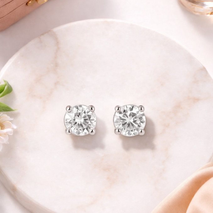 Square Small Simple Stud Earrings – Silver & Black