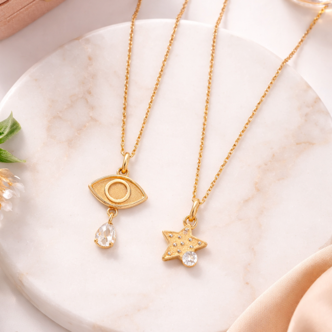 Accent Heart Halo Medallion Necklace Combo