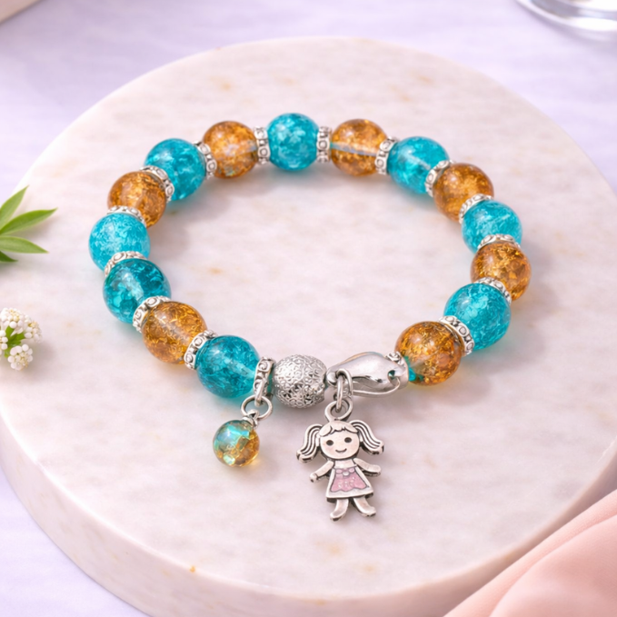 Royal Luxe Sky-Orange Bead Bracelet – Fresh Elegance