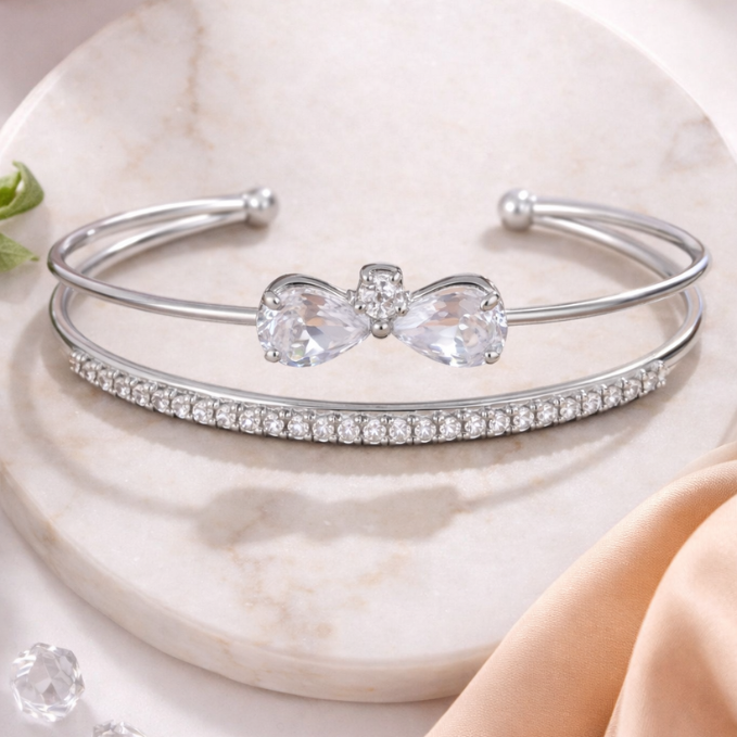 Argent Ribbon Duo Bangle