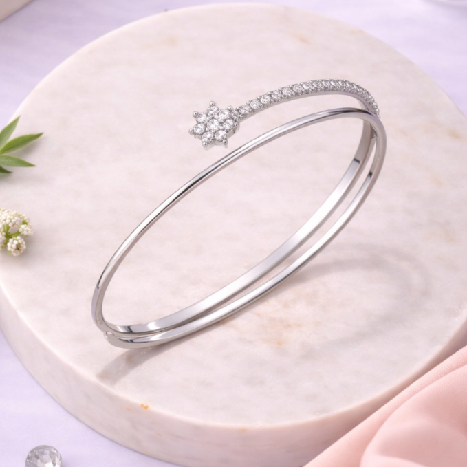 Sterling Flora Duo Bangle