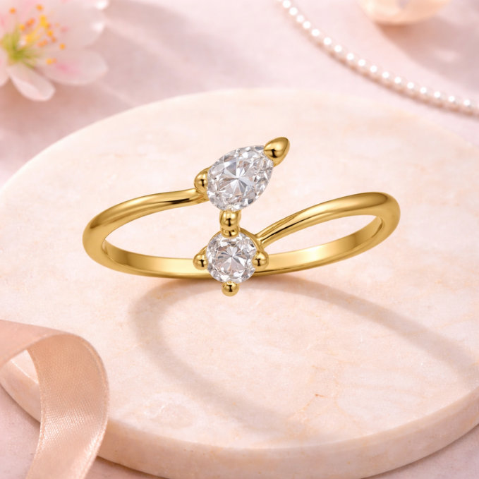 Argent Twin-Heart Layered Romance Ring