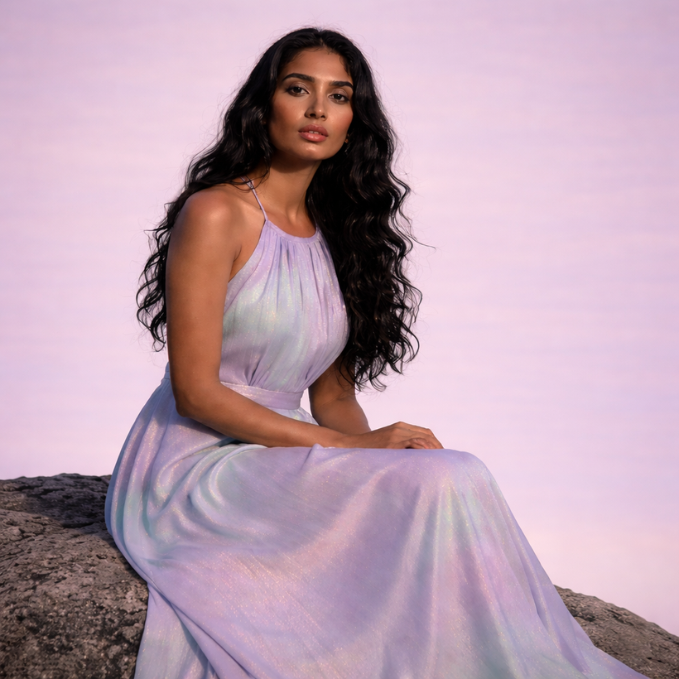 Aurora Glow Halter Dress