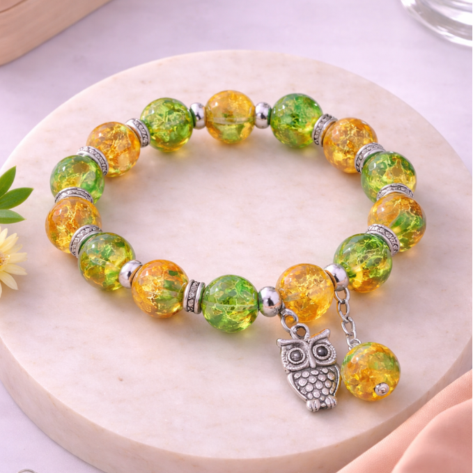 Royal Luxe Parrot Orange Bead Bracelet