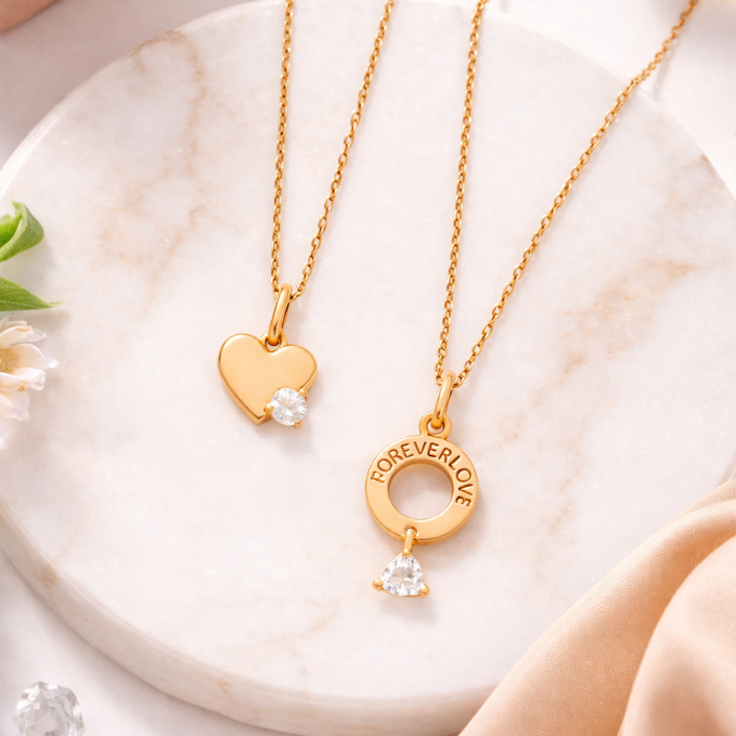 Twin Halo Heart Medallion Necklace