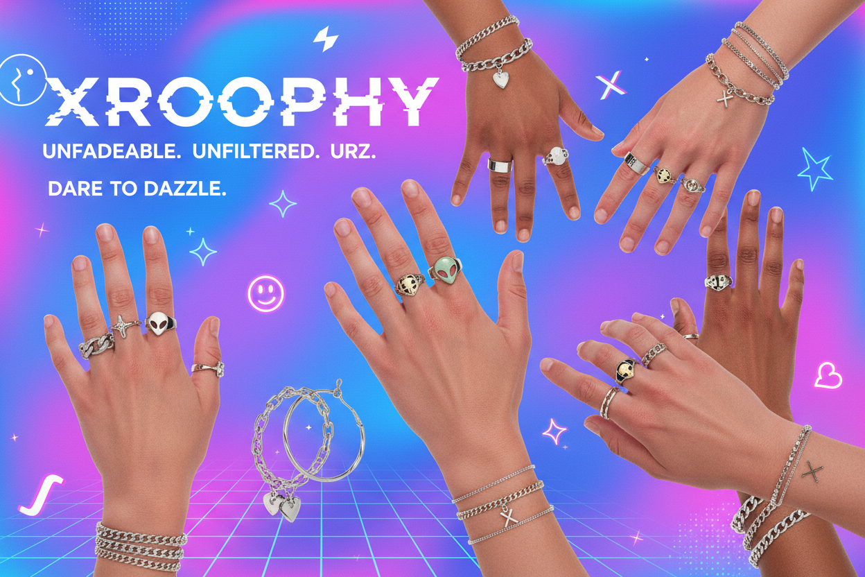 create a most genz orietned banner for xroophy jwellery which attracht them